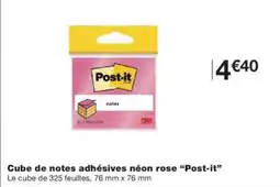 Monoprix POST-IT Cube de notes adhésives néon rose offre