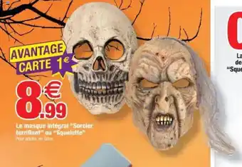 Le masque intégral Sorcier terrifiant ou Squelette