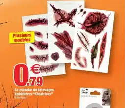 Bazarland La planche de tatouages éphémères Cicatrices offre
