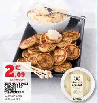 Hyper U Houmous Pois Chiches et Sesame U Saveurs offre