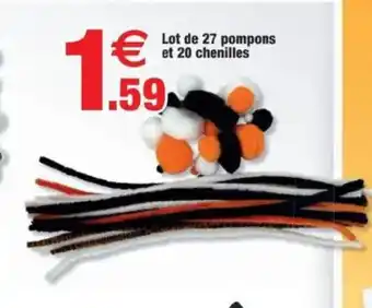 Bazarland Lot de 27 pompons et 20 chenilles offre