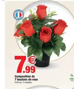 Bazarland Composition de 7 boutons de rose offre