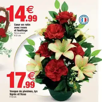 Bazarland Vasque de pivoines, lys tigrés et ficus offre