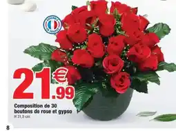 Bazarland Composition de 30 boutons de rose et gypso offre