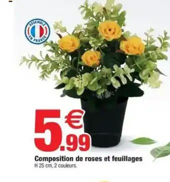 Bazarland Composition de roses et feuillages offre
