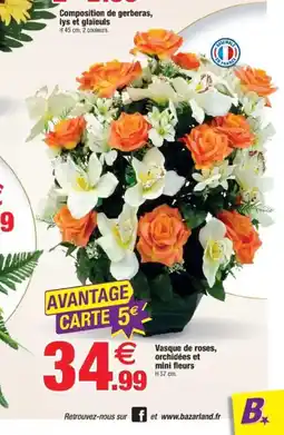 Bazarland Vasque de roses, orchidées et mini fleurs offre