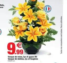 Bazarland Vasque de roses, lys et gypso ou vasque de dahlias, lys et fougères offre