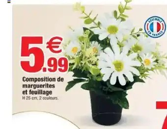 Bazarland Composition de marguerites et feuillage offre