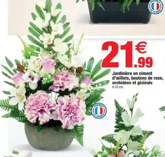 Bazarland Jardinière en ciment d'œillets, boutons de rose, orchidées et glaïeuls offre