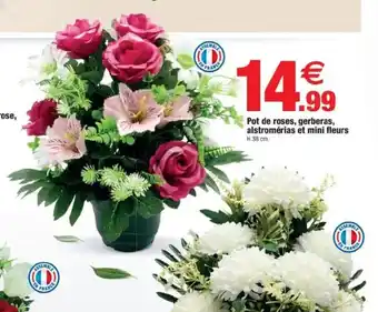 Pot de roses, gerberas, alstromérias et mini fleurs