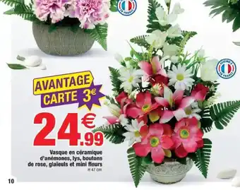 Bazarland Vasque en céramique d'anémones, lys, boutons de rose, glaïeuls et mini fleurs offre