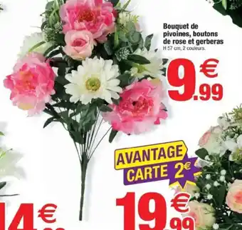 Bazarland Bouquet de pivoines, boutons de rose et gerberas offre