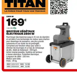 Brico Dépôt Broyeur végétaux électrique 2800 w offre