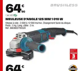 Brico Dépôt Meuleuse d'angle 125 mm 1010 w offre
