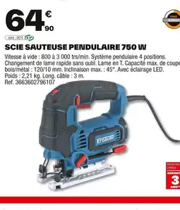 Brico Dépôt Scie sauteuse pendulaire 750 w offre