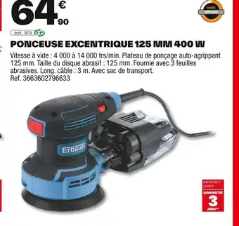 Brico Dépôt Ponceuse excentrique 125 mm 400 w offre