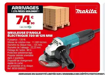 Brico Dépôt MAKITA Meuleuse d'angle électrique 720 w 125 mm offre