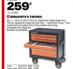 Brico Dépôt Servante 5 tiroirs offre