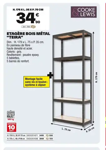 Brico Dépôt Etagère bois métal teira offre