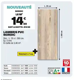 Brico Dépôt Lambris pvc nordic offre