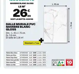 Brico Dépôt Dalle murale pvc marbre blanc gloss offre