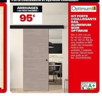 Brico Dépôt Kit porte coullissante rail aluminium noir optimum offre