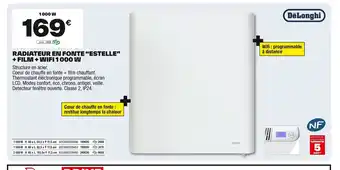 Brico Dépôt DELONGHI Radiateur en fonte estelle +film+ wifi 1 000 w offre
