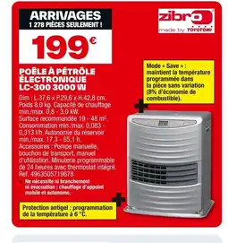 Brico Dépôt Poêle à pétrôle électronique lc-300 3000 w offre