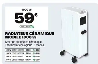 Brico Dépôt Radiateur céramique mobile 1000 w offre
