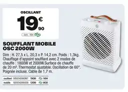 Brico Dépôt Soufflant mobile osc 2000w offre