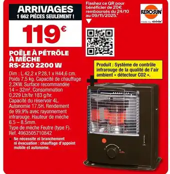 Brico Dépôt Poêle à pétrôle à mêche offre