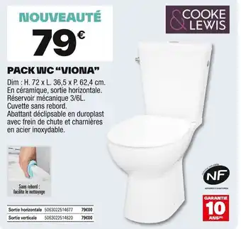 Brico Dépôt COOKE LEWIS Pack wc viona offre