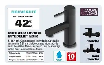 Brico Dépôt COOKE LEWIS Mitigeur lavabo m edelie noir offre