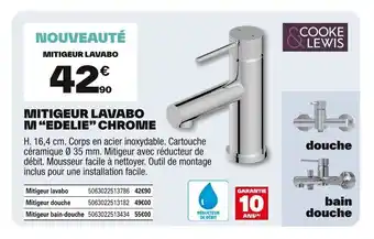 Brico Dépôt COOKE LEWIS Mitigeur lavabo medelie chrome offre