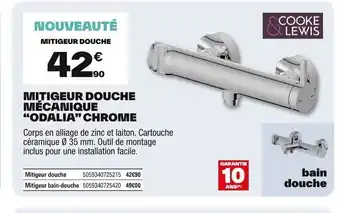 Brico Dépôt COOKE LEWIS Mitigeur douche mécanique odalia chrome offre