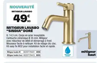 Brico Dépôt Mitigeur lavabo sindia doré offre
