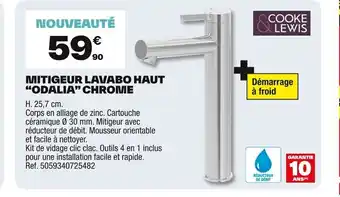 Brico Dépôt COOKE LEWIS Mitigeur lavabo haut odalia chrome offre