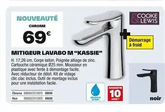 Brico Dépôt COOKE LEWIS Mitigeur lavabo m kassie offre
