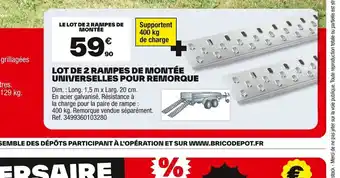 Brico Dépôt Lot de 2 rampes de montée universelles pour remorque offre