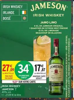 Intermarché Hyper JAMESON Irish whiskey offre