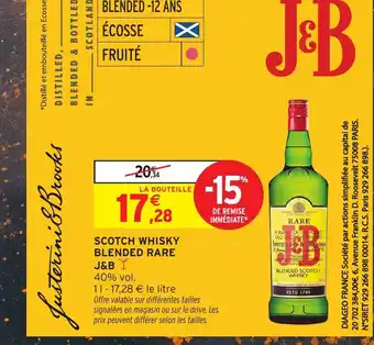 Intermarché Hyper J&B Scotch whisky blended rare offre
