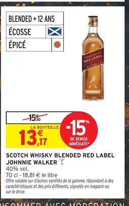 Intermarché Hyper JOHNNIE WALKER Scotch whisky blended red label offre