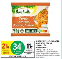 Intermarché Hyper BONDUELLE Purée délice carotte, potiron, crème surgelée offre