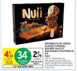 Intermarché Hyper NUII Bâtonnets de crème glacée caramel beurre salé et macadamia d'australie offre