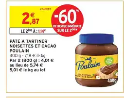 Intermarché Hyper POULAIN Pâte à tartiner noisettes et cacao offre