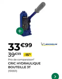 Feu Vert MICHELIN Cric hydraulique bouteille 3t offre