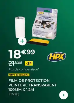 Feu Vert HPX Film de protection peinture transparent 100mm x 1,2m offre