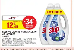Intermarché Hyper SKIP Lessive liquide active clean 40 lavages offre
