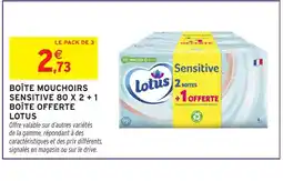Intermarché Hyper LOTUS Boîte mouchoirs sensitive 80 x 2 +1 boîte offerte offre
