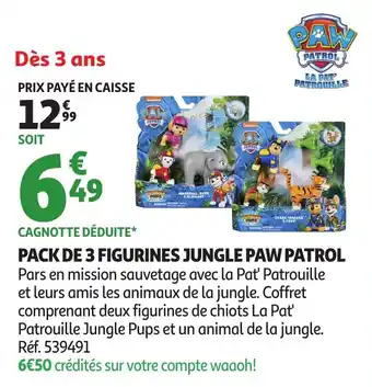 Auchan Pack de 3 figurines jungle paw patrol offre